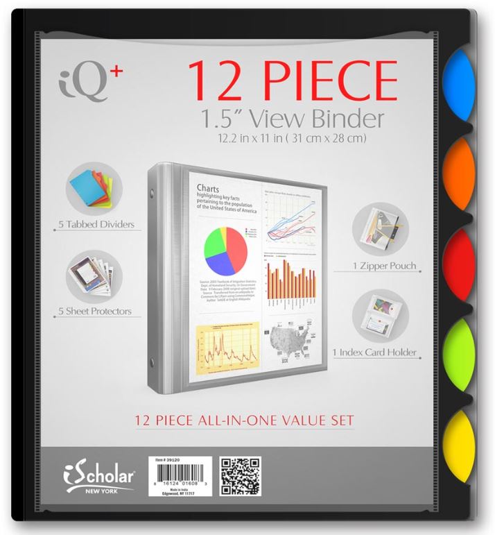 iQ+ 12 Piece 1.5" Heavyweight Poly View Binder