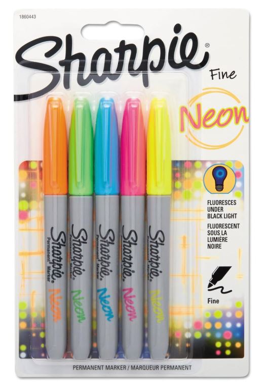 Sharpie Neon Permanent Markers Assorted Color Pkg. 5