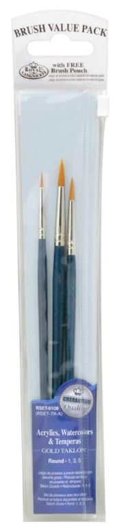 Golden Taklon Round Brush Set Pkg. 3