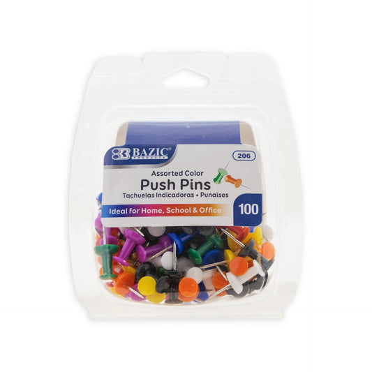 PUSH PINS ASSORTED COLORS PQ.100