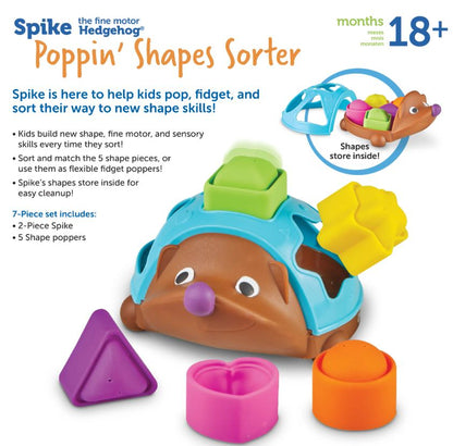 Spike The Fine Motor Hedgehog Poppin’ Shapes Sorter 7 PCS