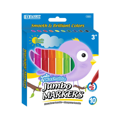 Washable Markers Broad Line Jumbo | 10 Colors - JA Riollano