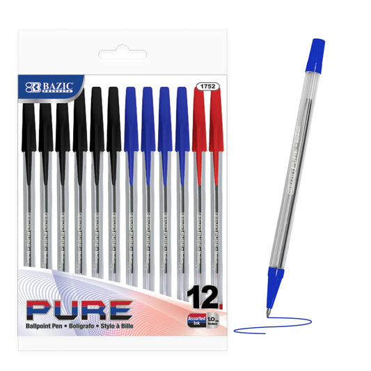 PURE BALLPOINT ASST COLOR MEDIUM PQ.12