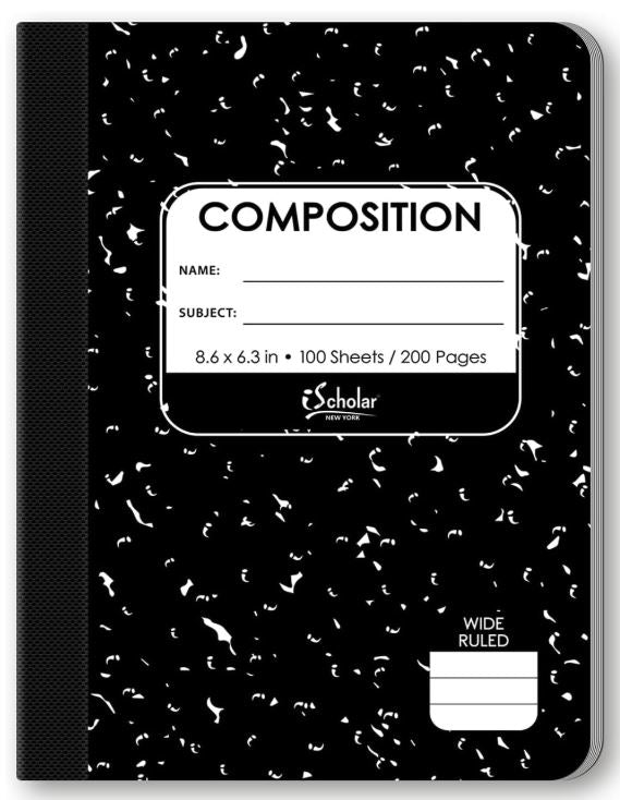 Black and White Marble Composition Book 100 Sheet
