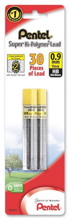 Super Hi-Polymer Lead Refill 0.9 mm Fine 30 Leads