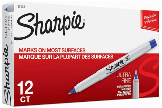 Sharpie Permanent Markers Ultra Fine Tip Blue Cj. 12