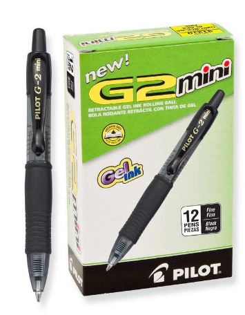 G2 Retractable Mini Gel Pens Fine Point 0.7 mm Black Ink CJ. 12