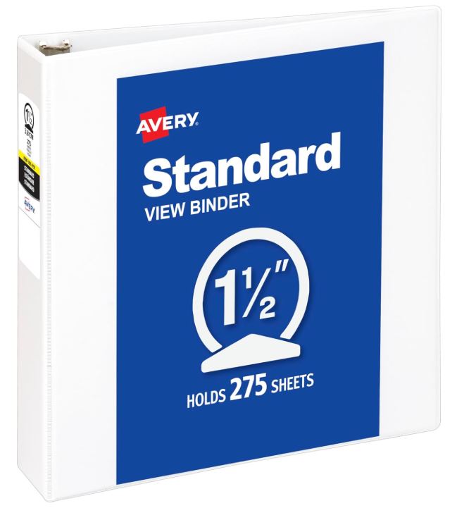 View Binder 1-1/2" Round Ring White