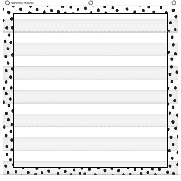 BLACK PAINTED DOTS ON WHITE 7 POCKET CHART