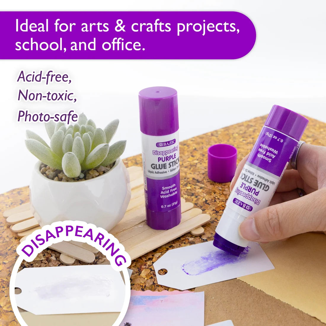 Large Washable Purple Glue Stick 21G/.7OZ PQT.2