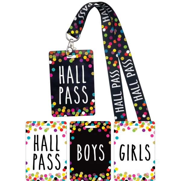 CONFETTI HALL PASS LANYARDS