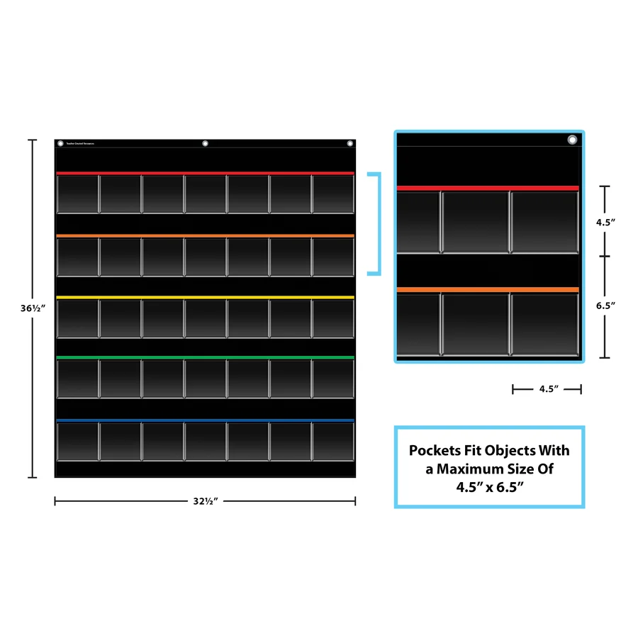 Black Storage Pocket Chart 35 Clear Pockets – imagen 2 - JA Riollano