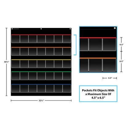 Black Storage Pocket Chart 35 Clear Pockets – imagen 2 - JA Riollano