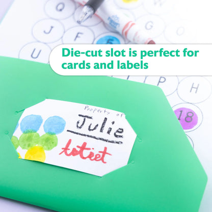 BAZIC Green Color 2-Pockets Poly Portfolio w/ 3 Prongs