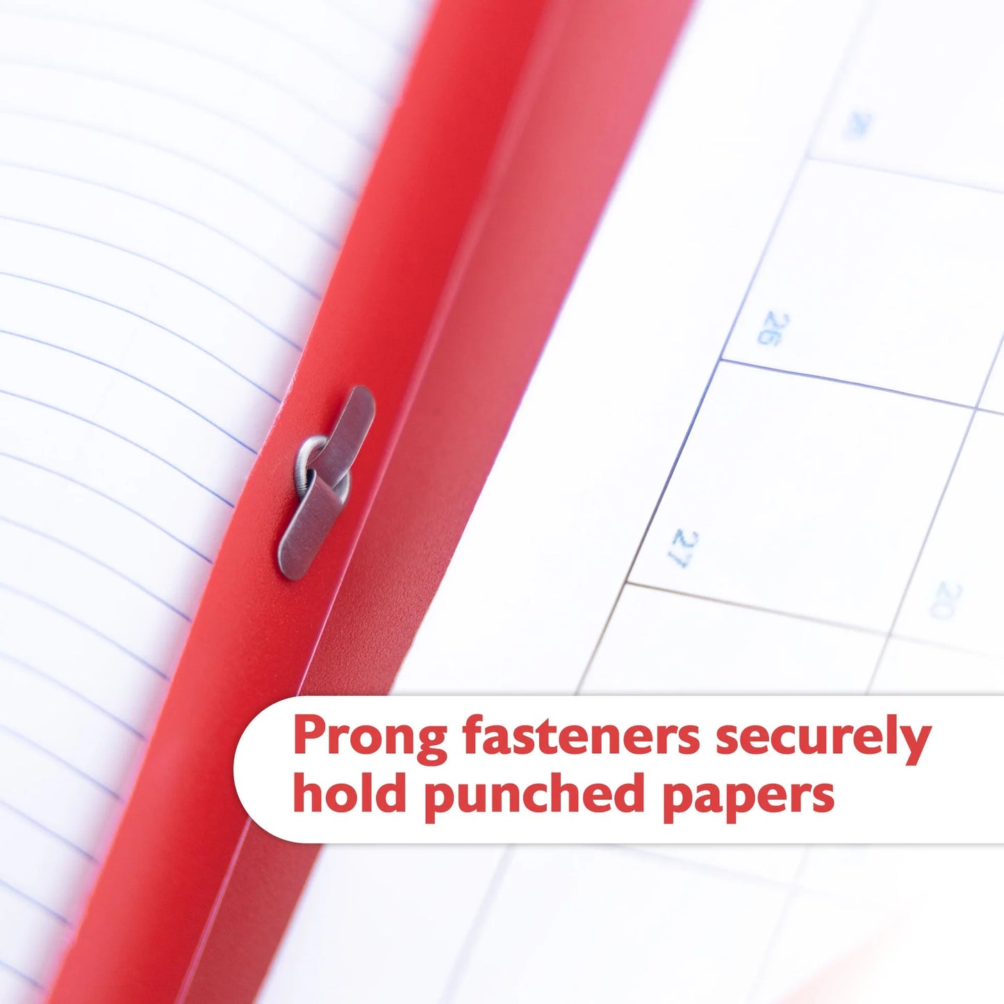 BAZIC Red Color 2-Pockets Poly Portfolio w/ 3 Prongs