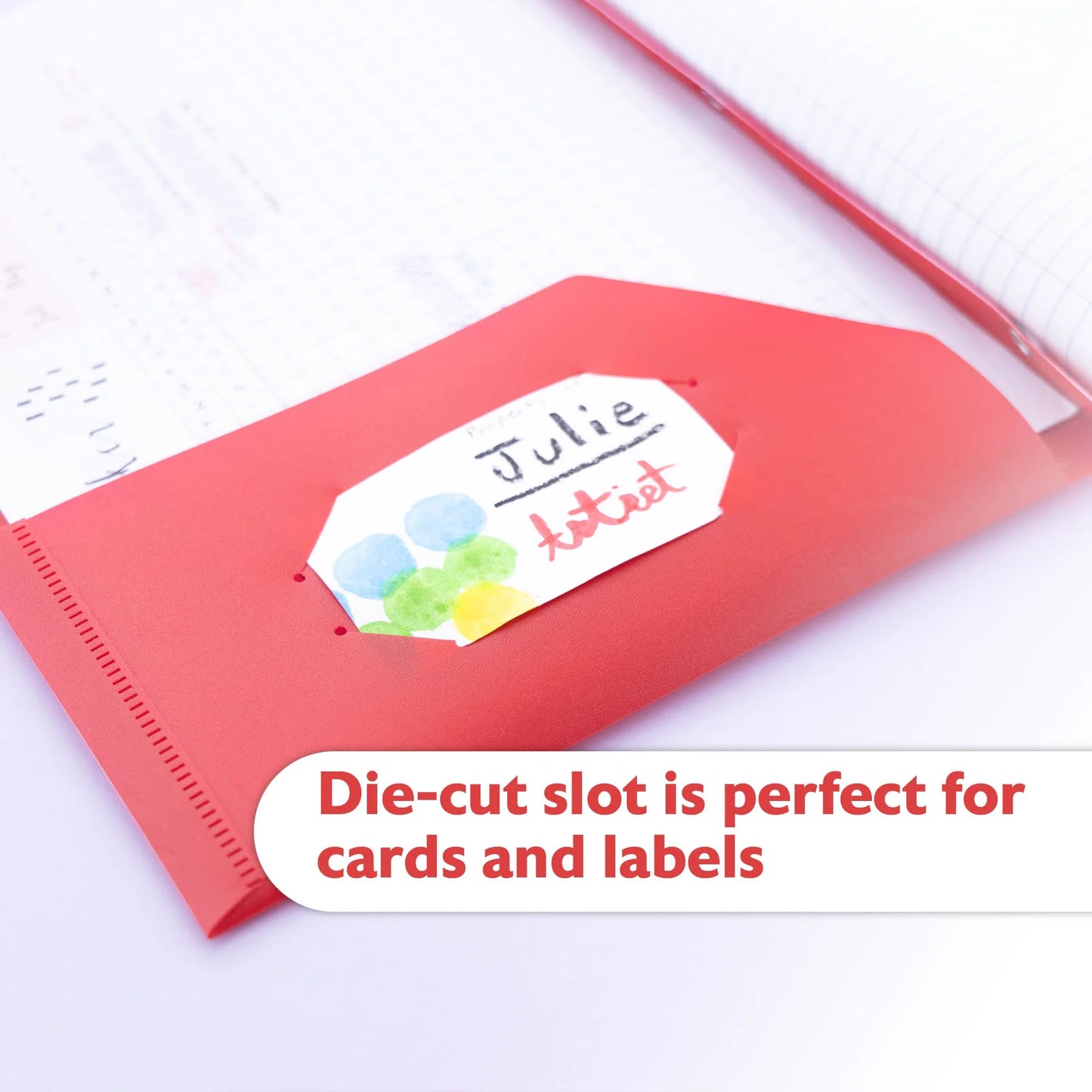 BAZIC Red Color 2-Pockets Poly Portfolio w/ 3 Prongs