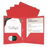 BAZIC Red Color 2-Pockets Poly Portfolio w/ 3 Prongs