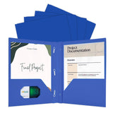 BAZIC Blue Color 2-Pockets Poly Portfolio w/ 3 Prongs