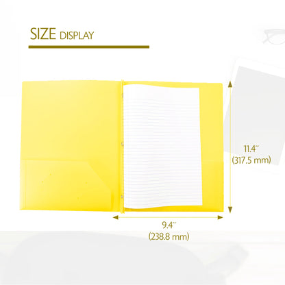 BAZIC Yellow Color 2-Pockets Poly Portfolio w/3 Prongs