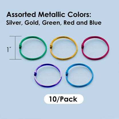 METAL BOOK RING ASST COLOR 1" PQ.10