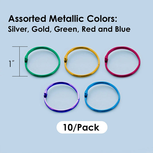 METAL BOOK RING ASST COLOR 1" PQ.10
