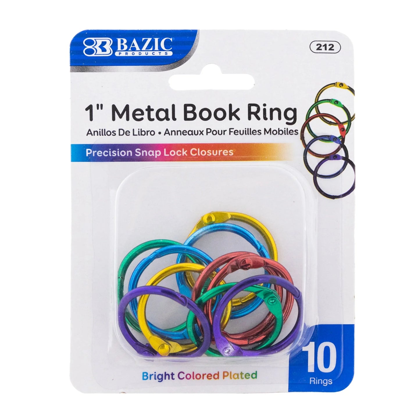 METAL BOOK RING ASST COLOR 1" PQ.10