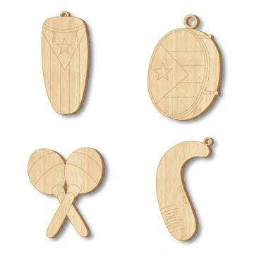 2.5mm Wood Cut-Out Boricua Set (Musical Instruments)