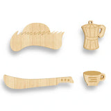 2.5mm Wood Cut-Out Boricua Set (Pava, Greca, Machete & Coffe Mug)