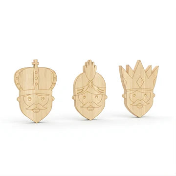 2in Three Kings Face Laser Engraved Wood Cut Out (Thickness 3mm)
