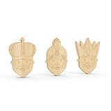 2in Three Kings Face Laser Engraved Wood Cut Out (Thickness 3mm)