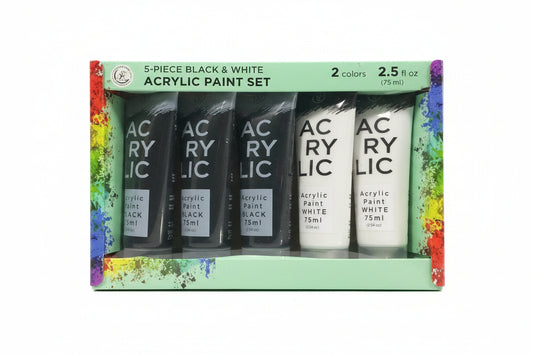 Acrylic Black & White Paint | 5 pc