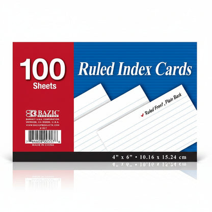 Index Cards Ruled White 4" X 6" PQ.100 – imagen 1 - JA Riollano