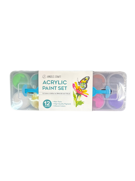 ACRYLIC PAINT SET IN TRANSPARENT BOX 12 X 18ML