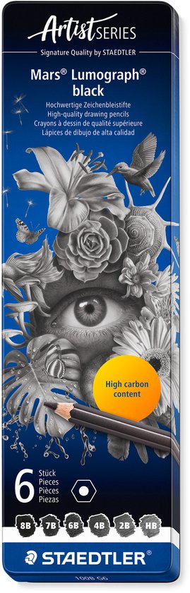 MARS LUMOGRAPH MATTE BLACK DRAWING PENCIL 6 SET