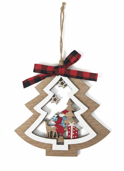 WOOD ORN W/BUFFALO BOW