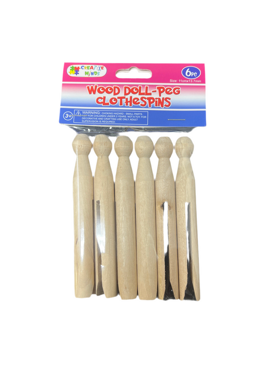 WOOD CRAFT DOLL-PEG CLOTHESPINS ROUND 1