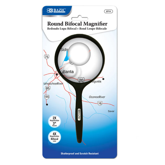 ROUND 2X HANDHELD MAGNIFIER & 4X BIFOCAL INSET 3"