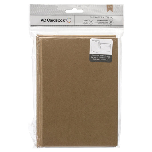 American Crafts A7 Cards | W/Envelopes | 5.25"X7.25" | 12/Pkg