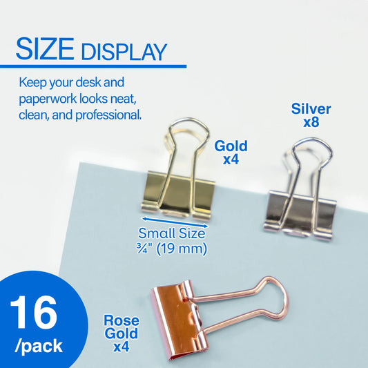 Small 3/4" (19mm)Assorted Color Metallic Binder Clip
