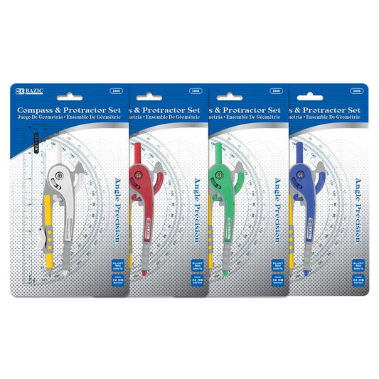 COMPASS & PROTACTOR 6" W/ #2 WOOD PENCIL