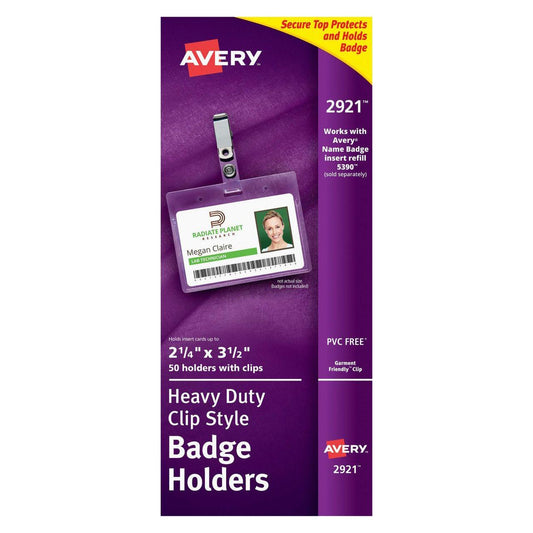 HD CLIP BADGE HOLDER 3.5" X 2.25" LANDSCAPE 50/PK
