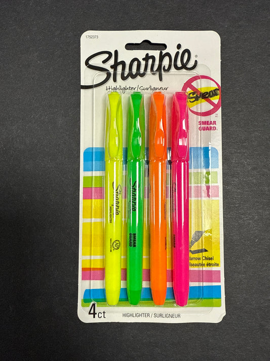 SHARPIE ACCENT HIGHLIGHTER ASST PQT.4