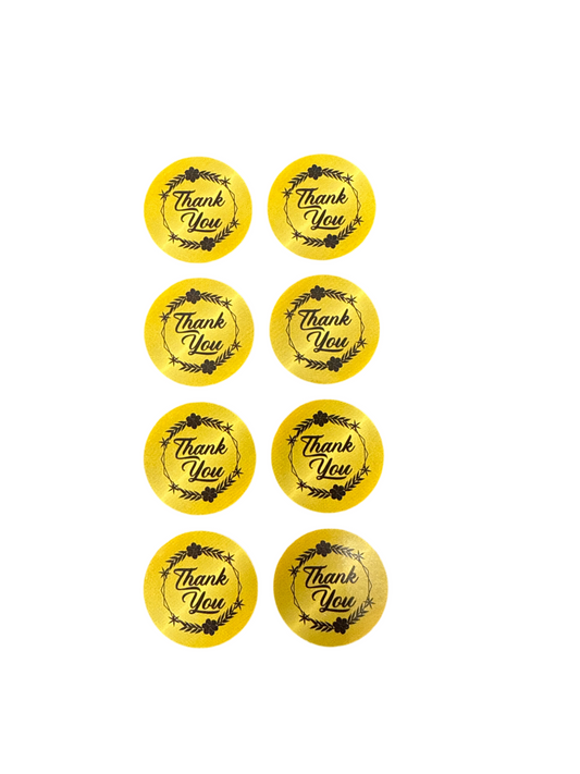 ROUND STICKER (THANK YOU-GOLD) 1IN