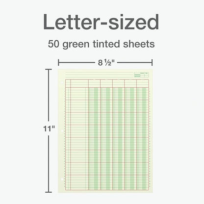 Columnar Analysis Pad, 5 Column Ledger, 8.5" x 11", 100 Pages