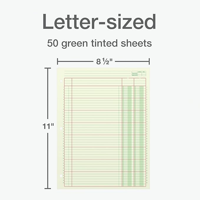 Columnar Analysis Pad, 2 Column Ledger, 8.5" x 11", 100 Pages