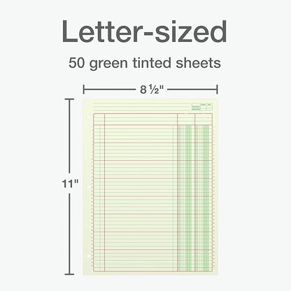 Columnar Analysis Pad, 2 Column Ledger, 8.5" x 11", 100 Pages
