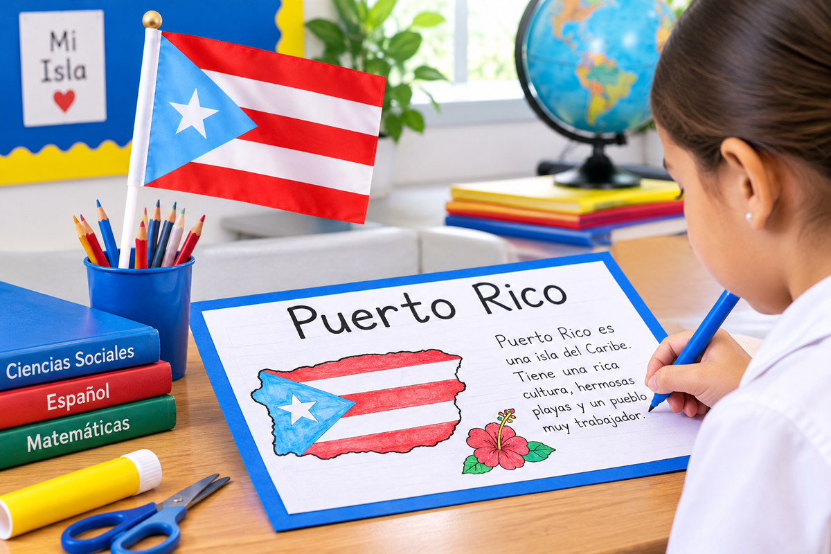 BANDERA PUERTO RICO 6X9 AZUL CELESTE