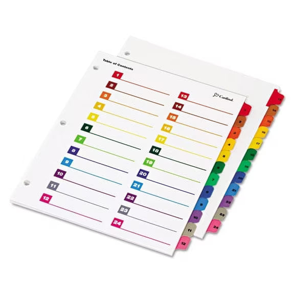 Printable Index Dividers 24 Tab Multicolor