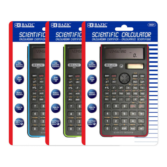SCIENTIFIC CALCULATOR ASST COLORS 240 FUNCTION