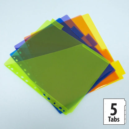 Index Pockets Divider 5-Insertable Color Tabs